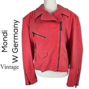 Mondi Vintage Coral Zip-Front Women's Wool Moto Jacket